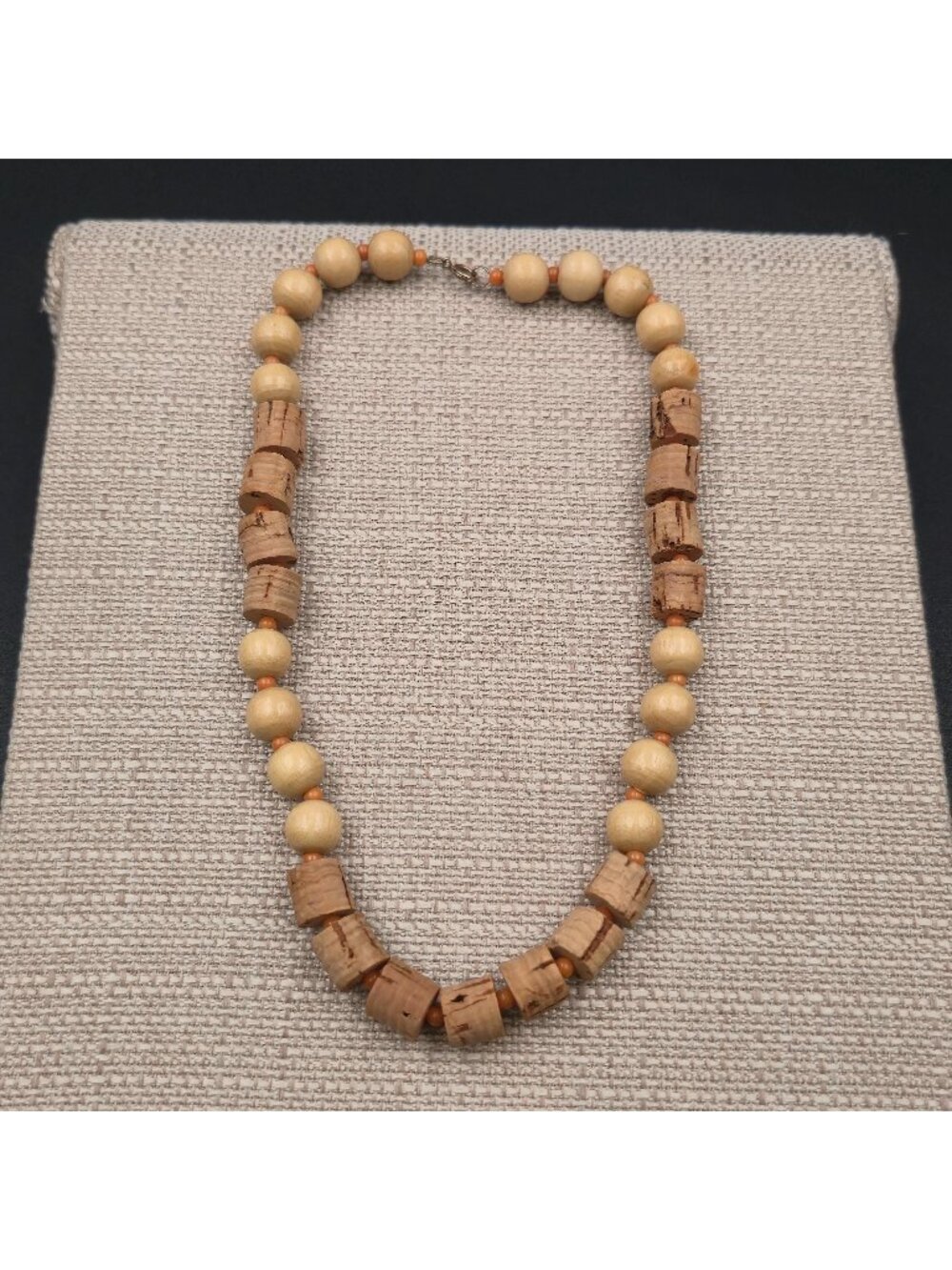 18 Inch Natural Wood And Cork Handmade Necklace B1148